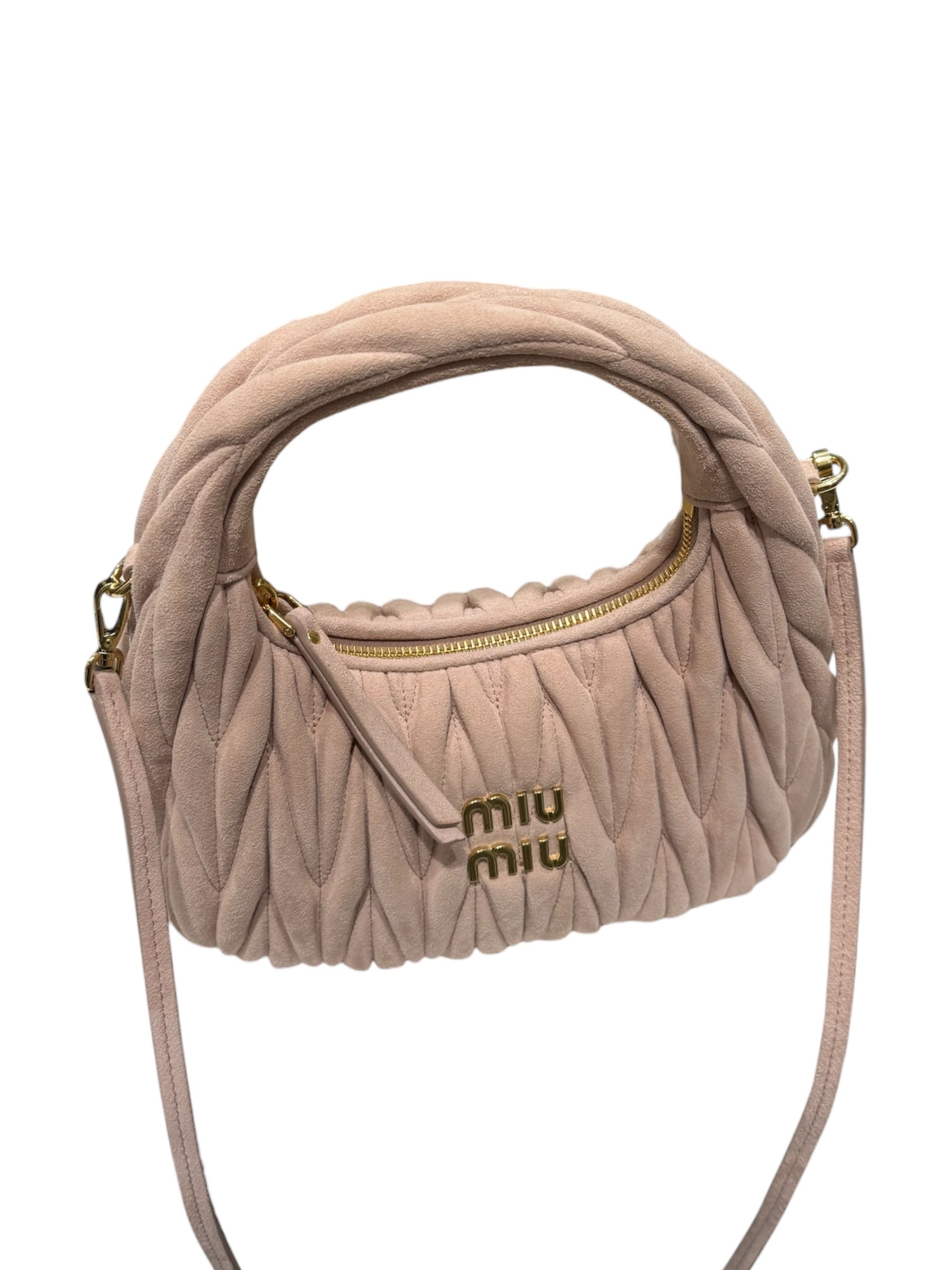 Miu Miu - Sac Wander daim rose nappa matelassé