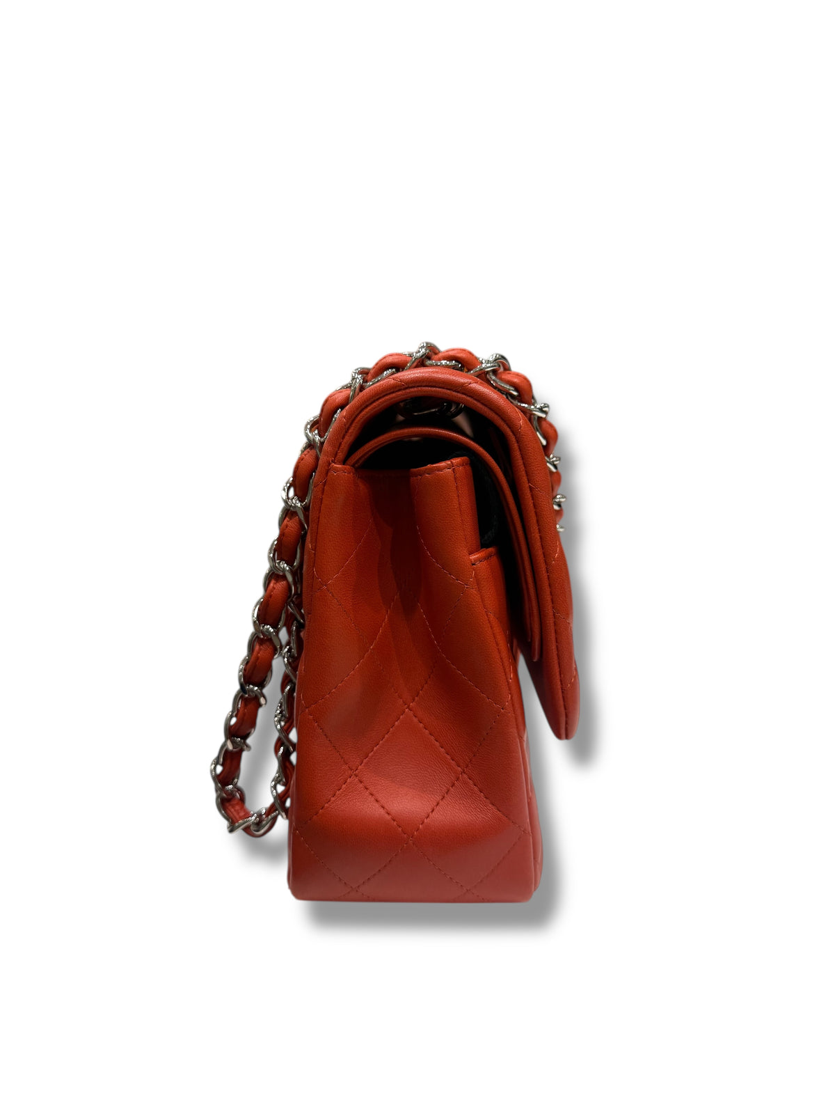Chanel - Jumbo-Tasche aus rot-orangefarbenem Leder