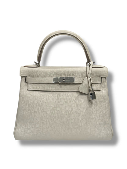 Hermès - Sac Kelly 28 Béton PHW
