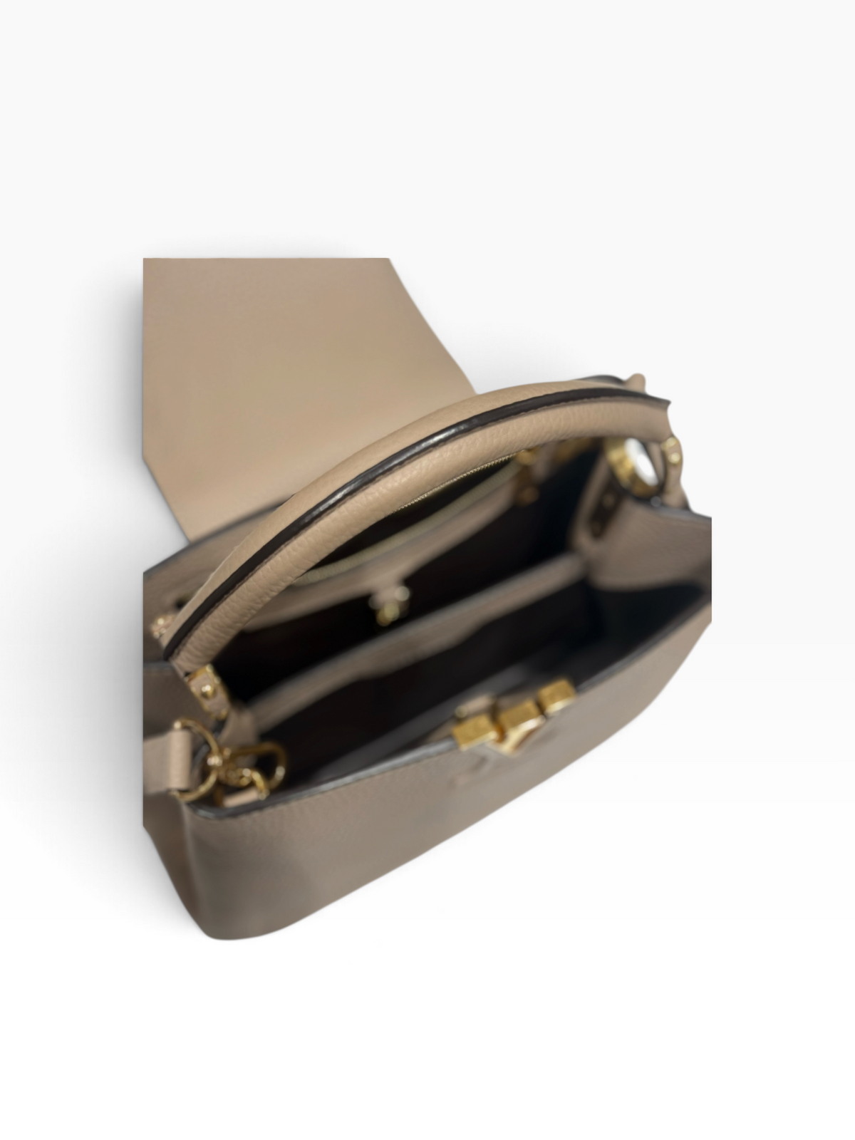 Louis Vuitton - Sac Capucines BB cuir galet