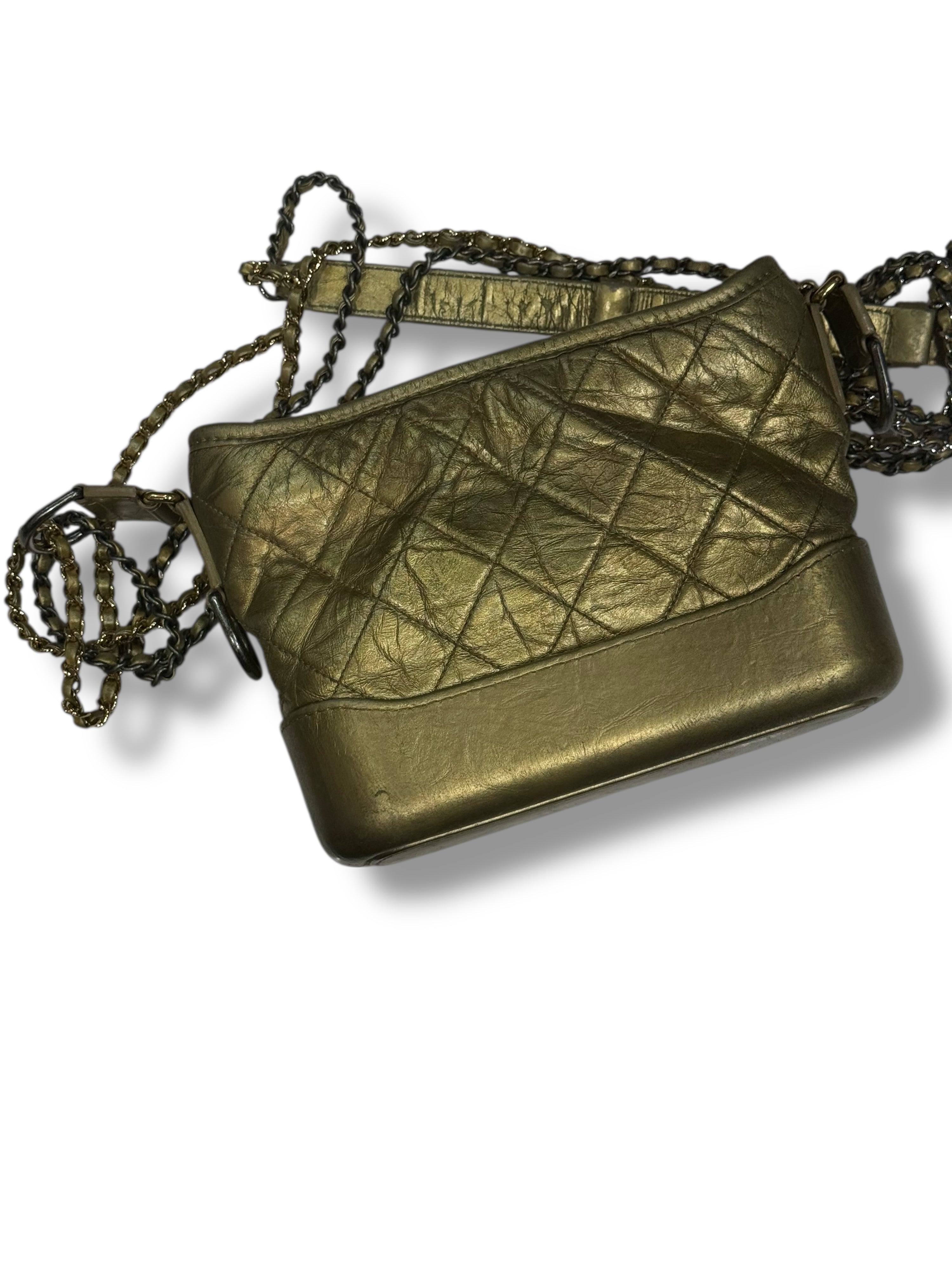 Chanel - Mini Gabrielle bag in quilted matte gold
