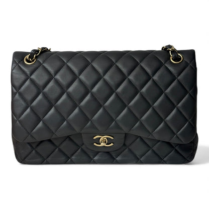Chanel - Sac Jumbo cuir gris foncé