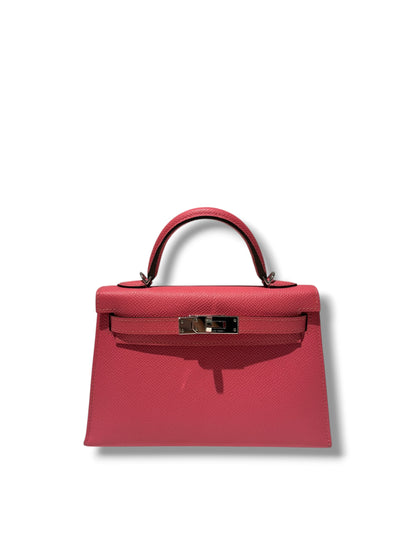 Hermès - Sac mini Kelly 20 Rose azalée PHW