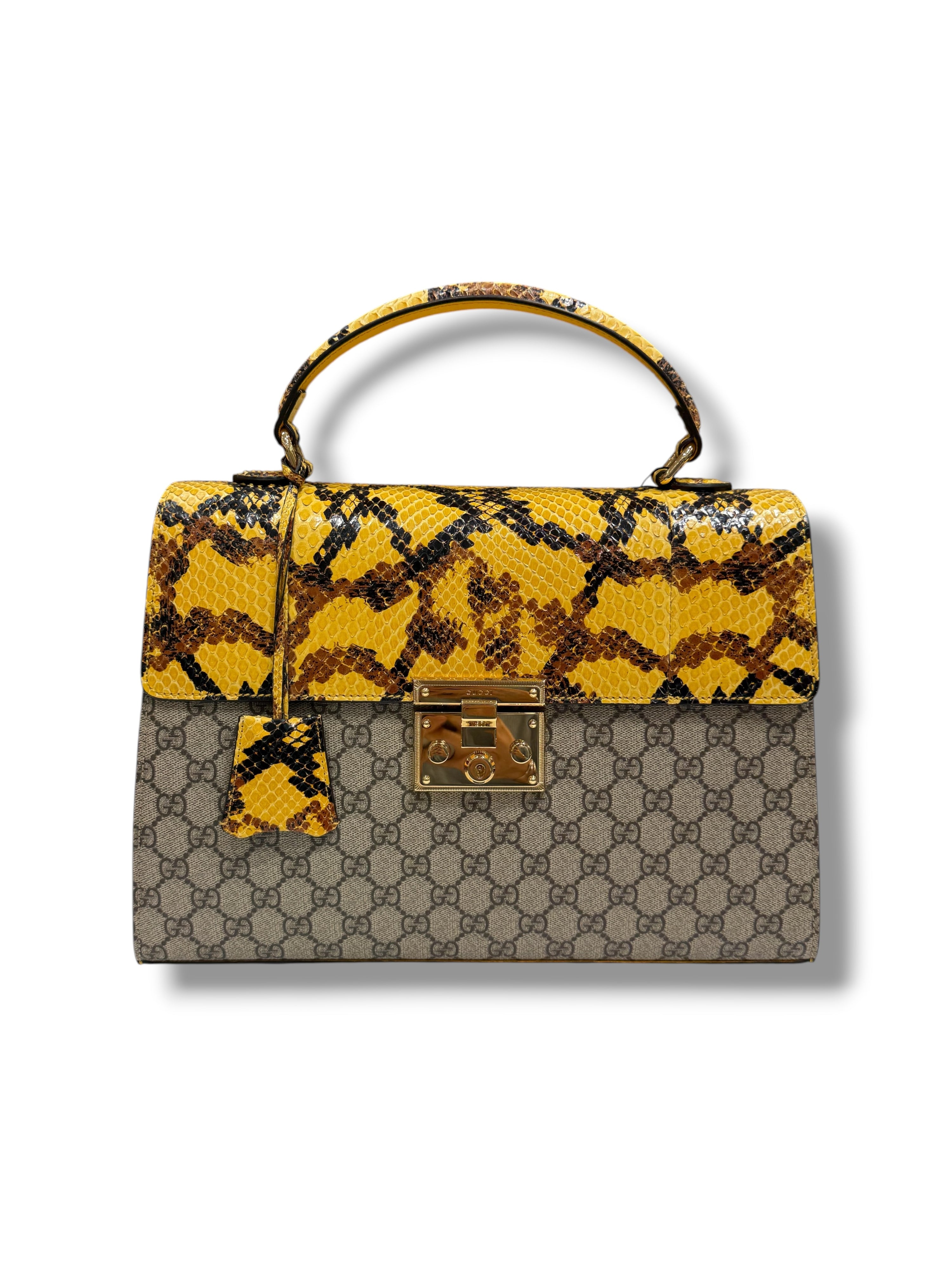 Gucci - Sac Padlock GM Be touch toile et python