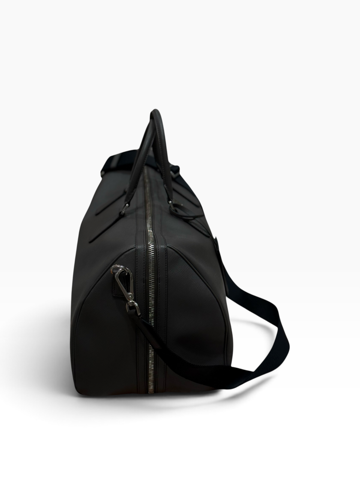 Prada - Sac de voyage 50 Gris marbre en cuir saffiano