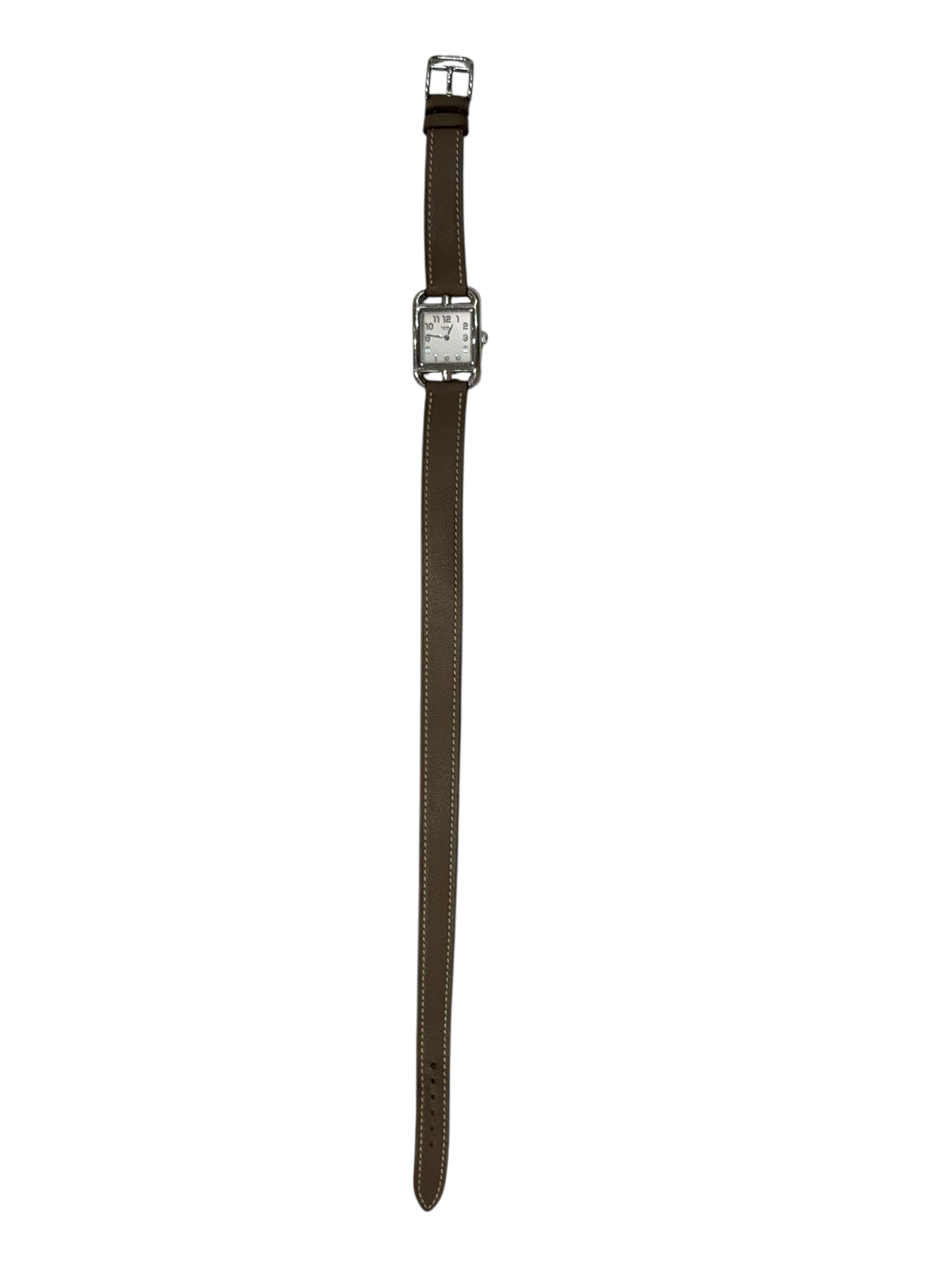 Hermès - Montre Cape Cod PM Double Tour en cuir de veau Swift couleur Étoupe