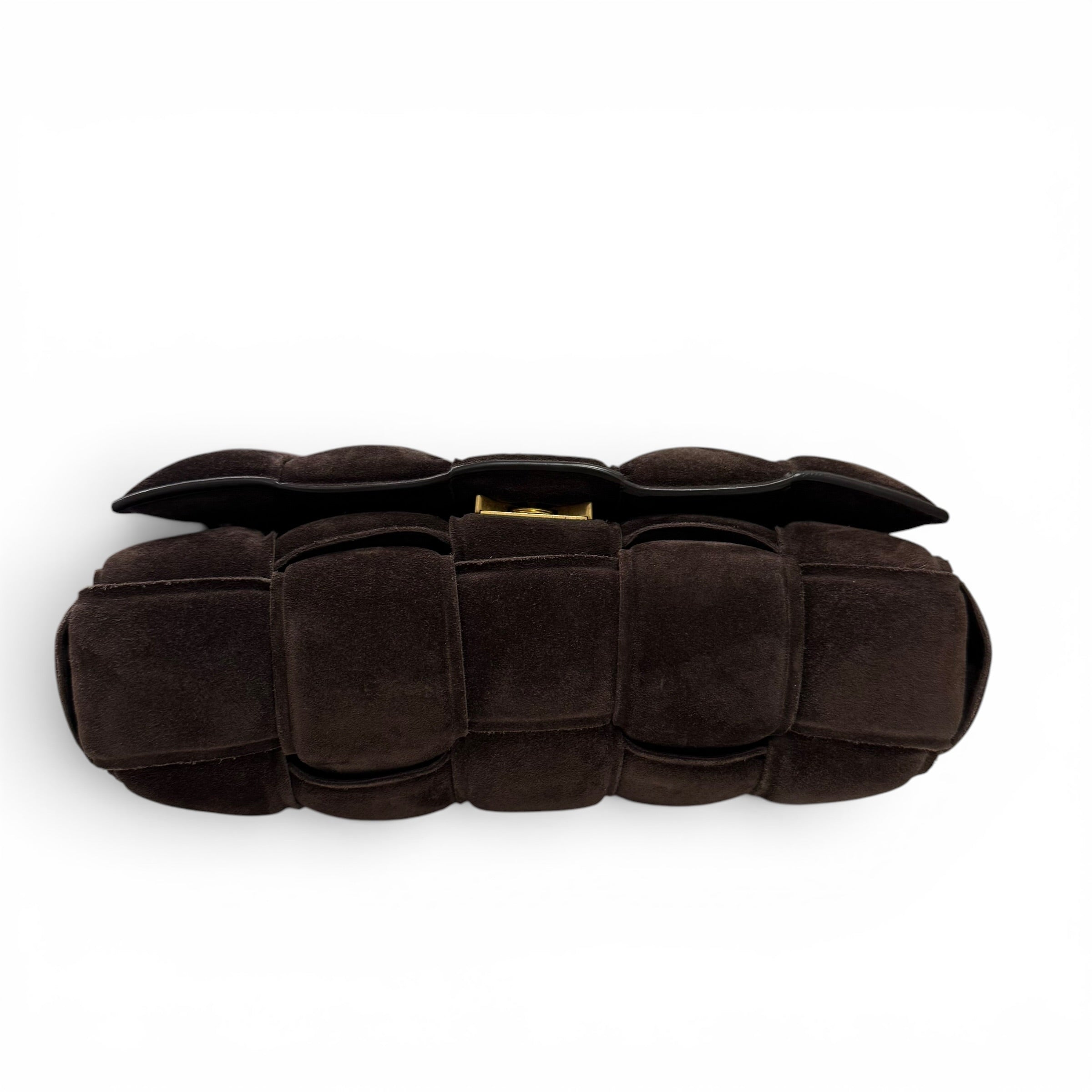 Bottega Veneta - Sac cassette en daim marron chaîne doré ￼