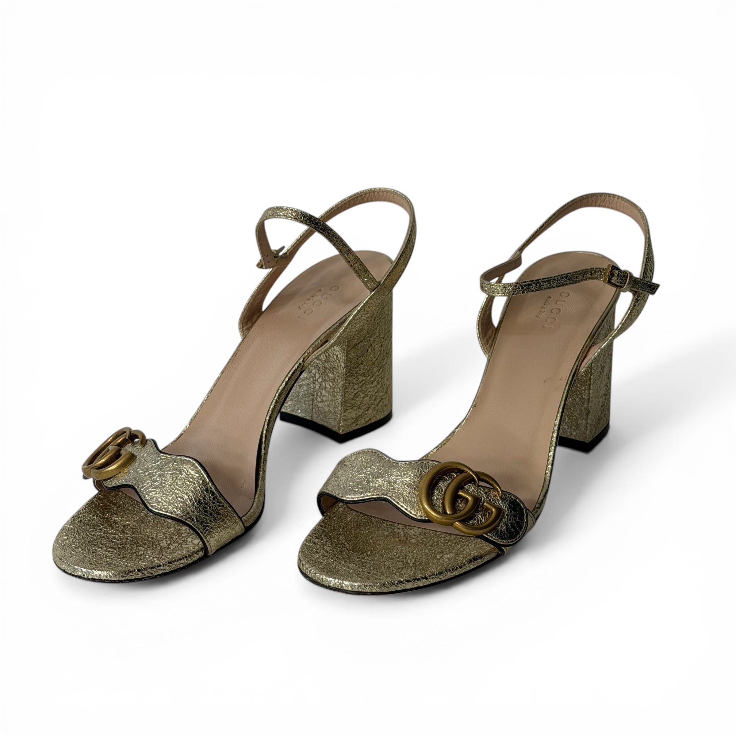 Gucci Sandales à Talons GG Marmont T.40 Dorées | Les Folies d’Eugénie