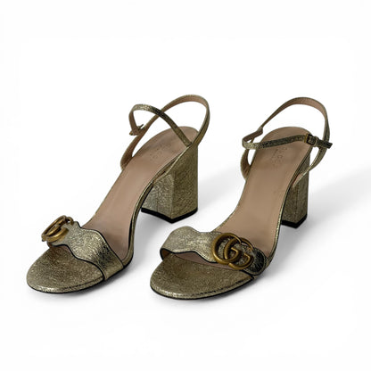 Gucci Sandales à Talons GG Marmont T.40 Dorées | Les Folies d’Eugénie