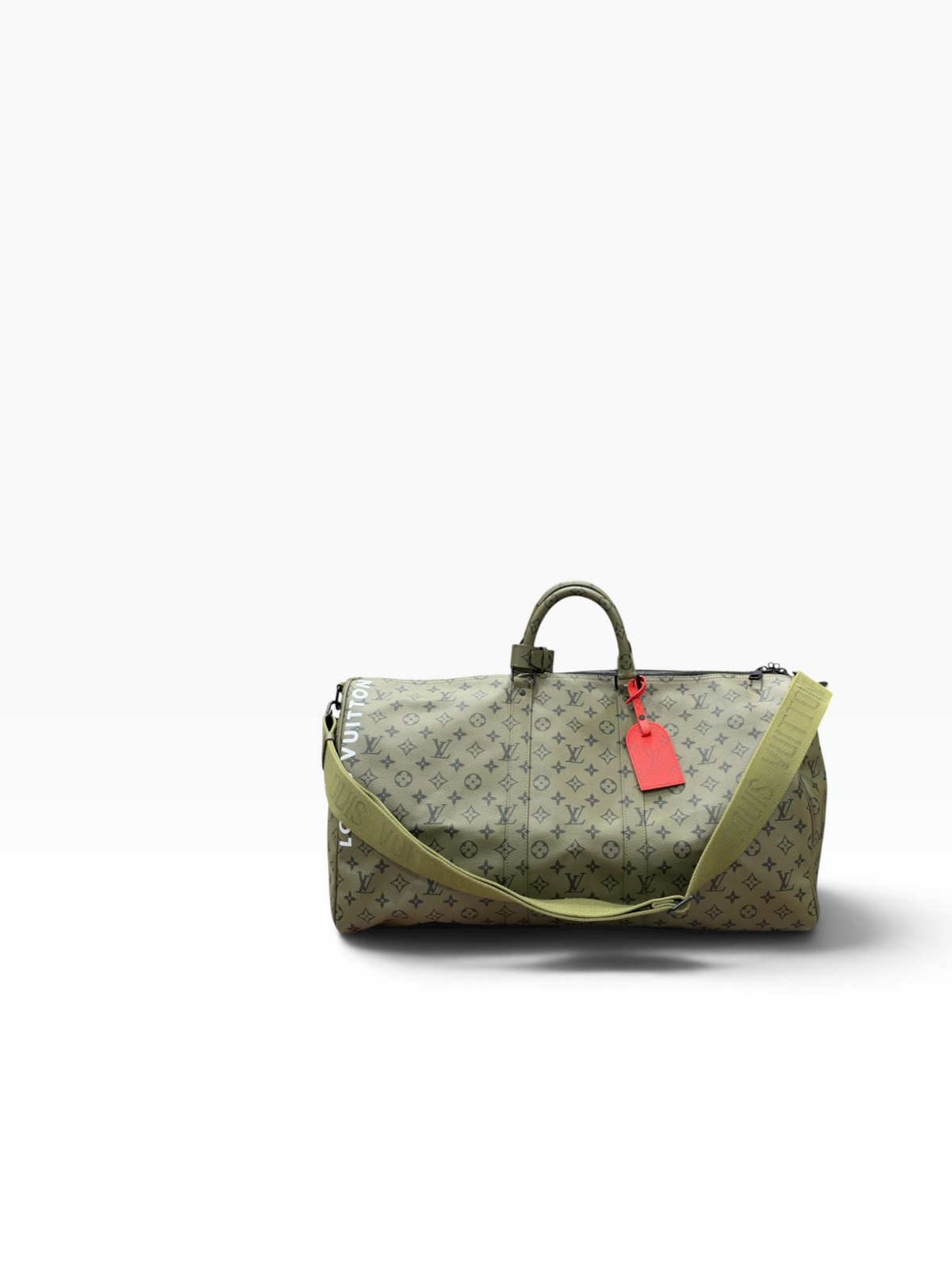Louis Vuitton - sac keepall 55 édition limitée toile kaki et rouge