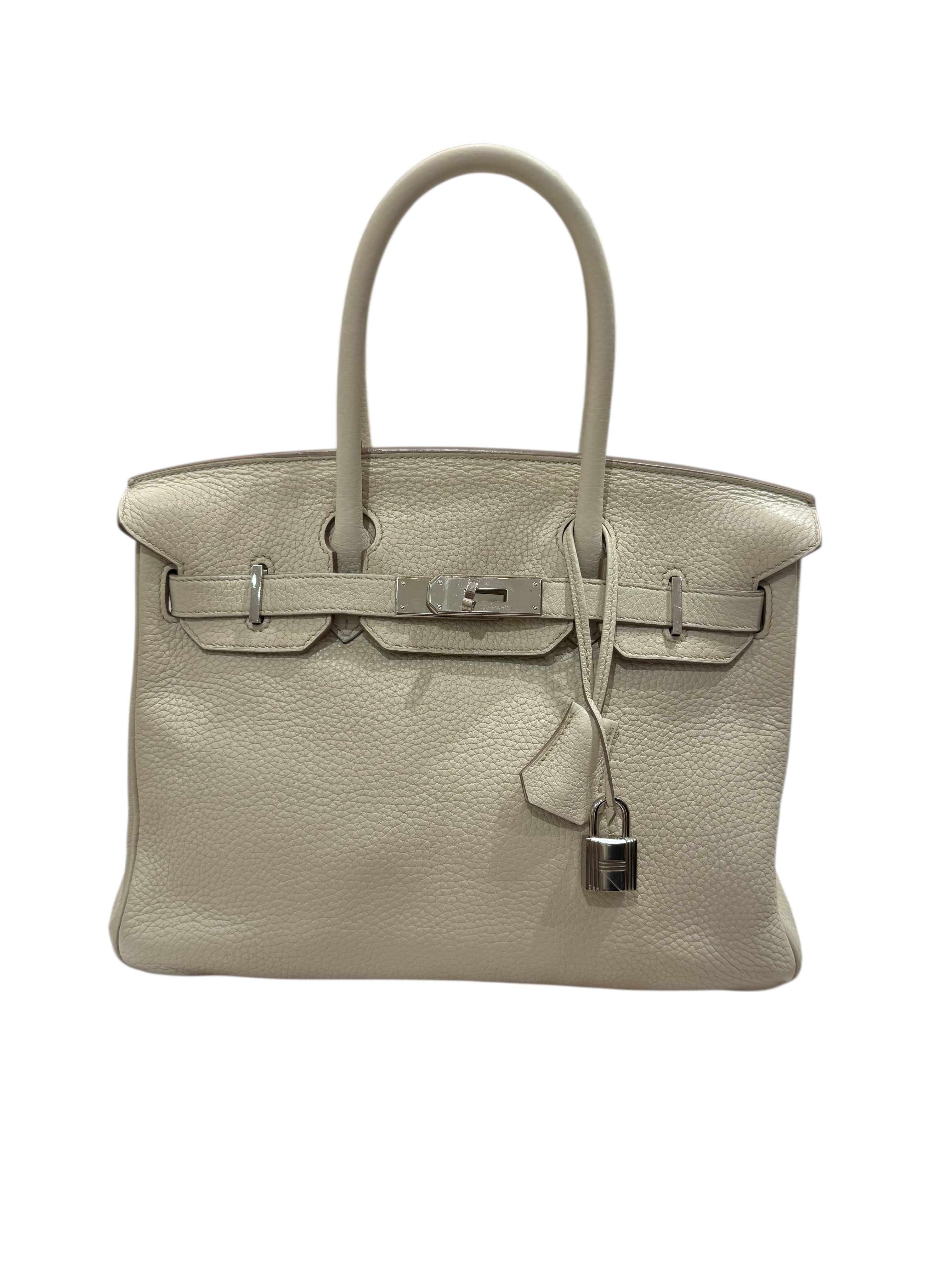 Hermès – Sac Birkin 30 Craie en cuir Taurillon Clémence (2017)