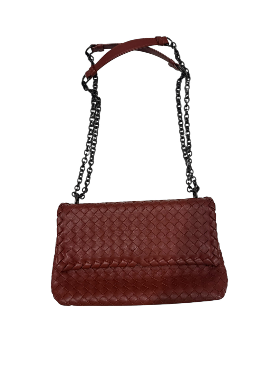 Bottega Veneta - Sac à rabat Intrecciato cuir rouge