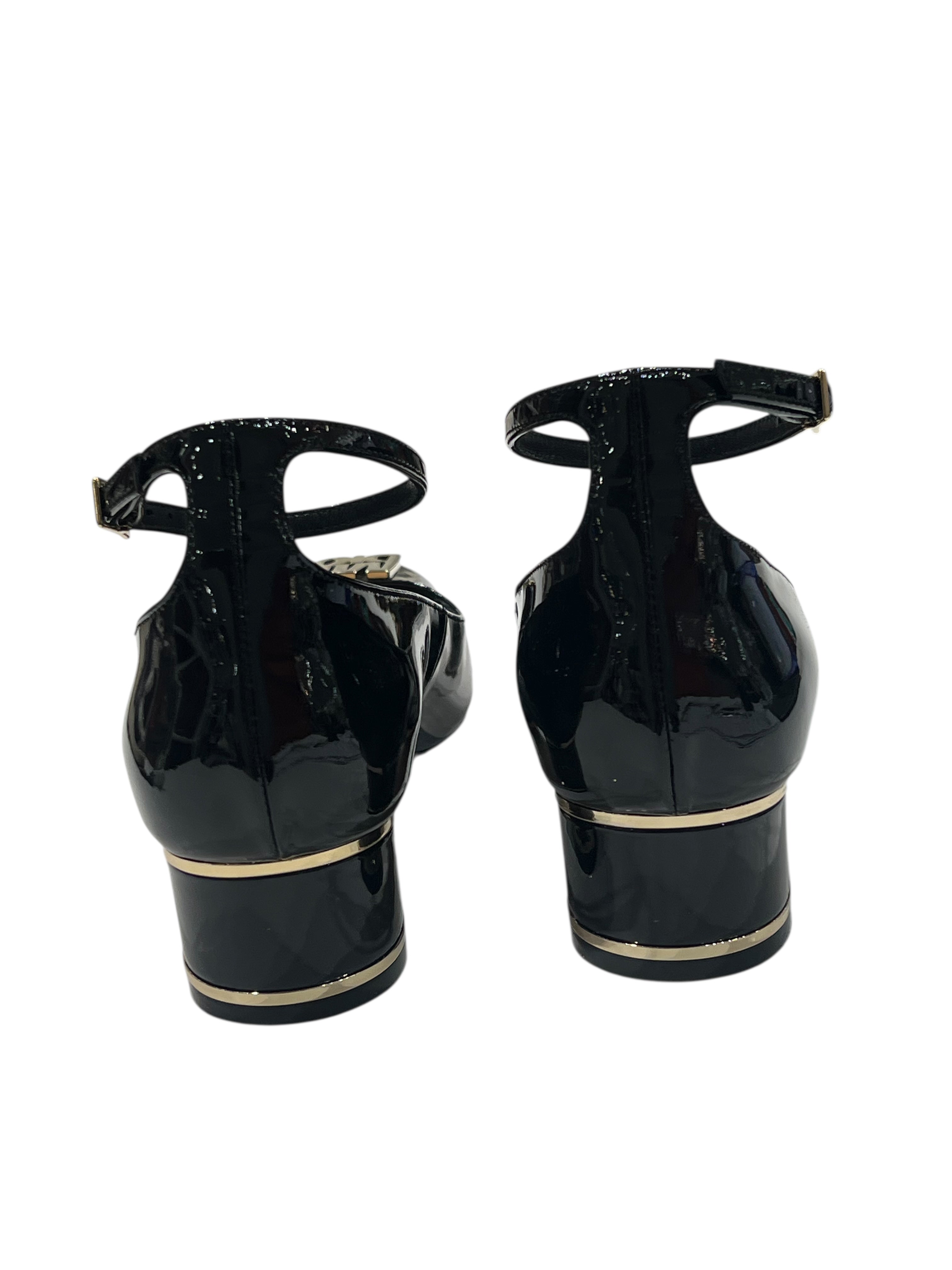 Dior - chaussures babies cuir vernis noir miss Dior t36,5