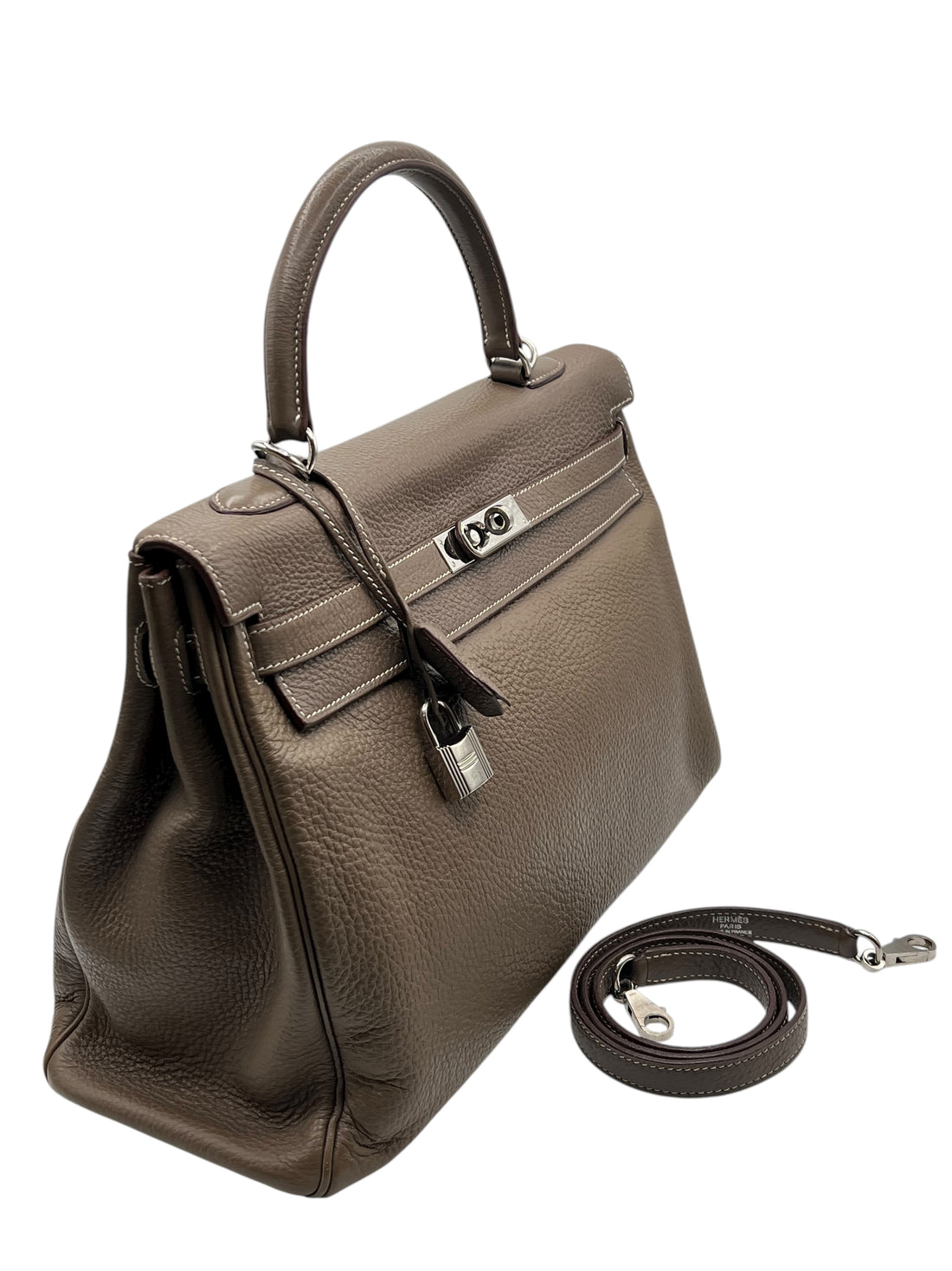 Hermès - sac Kelly 35 cuir Togo étoupe PHW