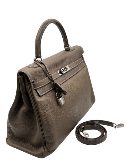 Hermès - sac Kelly 35 cuir Togo étoupe PHW