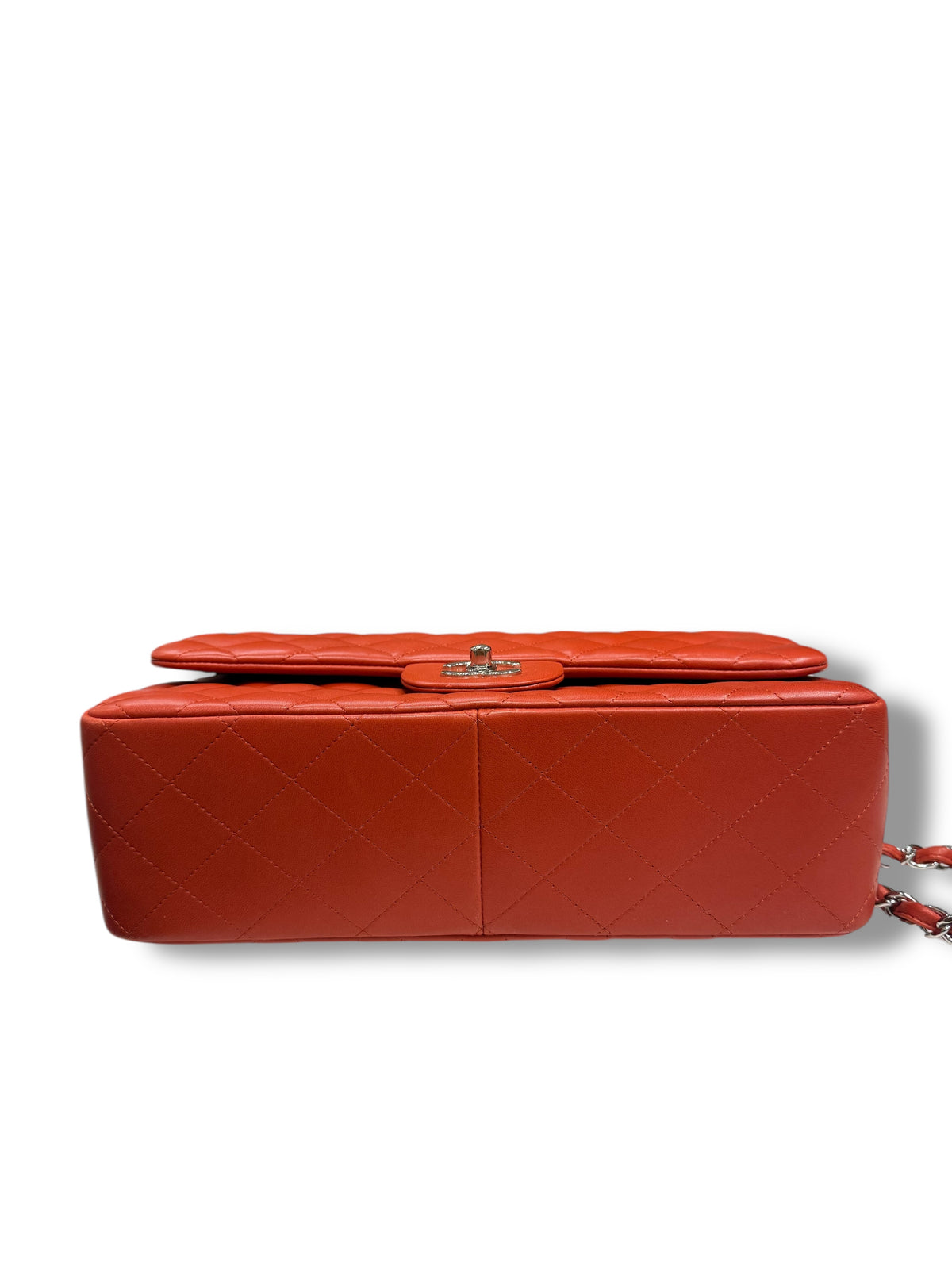 Chanel - Jumbo-Tasche aus rot-orangefarbenem Leder