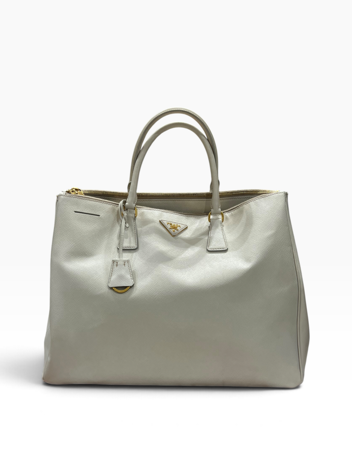 PRADA - sac galleria cuir saffiano blanc GM