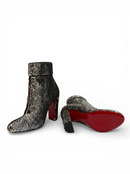 Louboutin - Bottines en sequins réversibles Gris / Multicolore