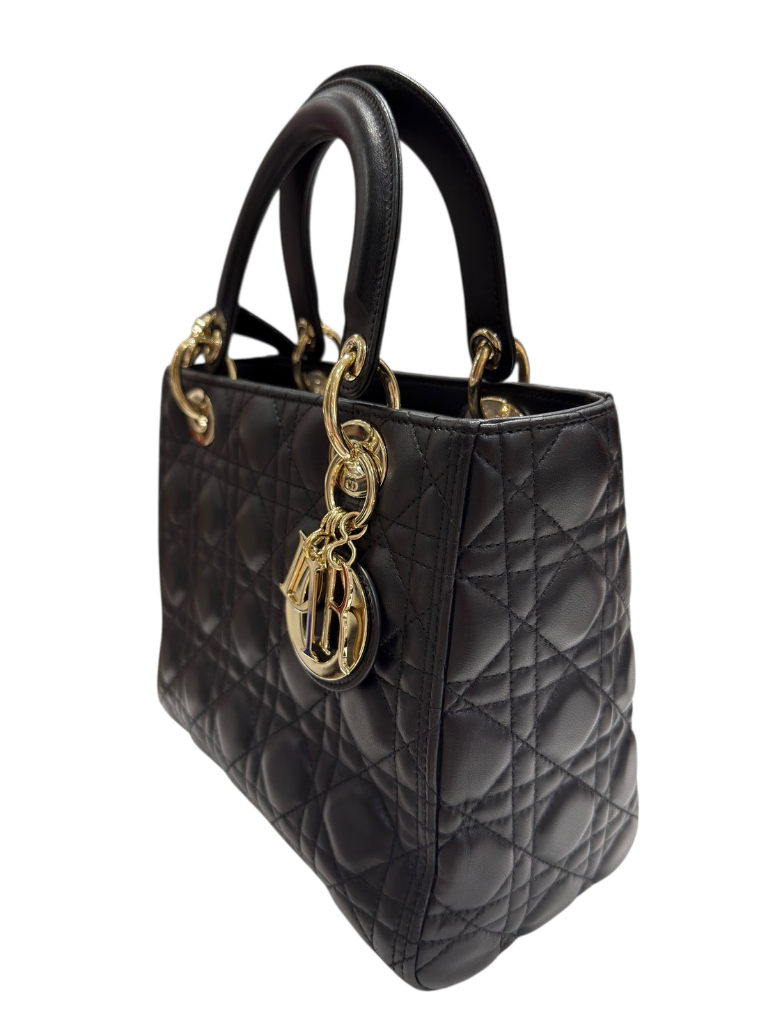 Christian Dior - Sac Lady Dior MM en cuir cannage noir