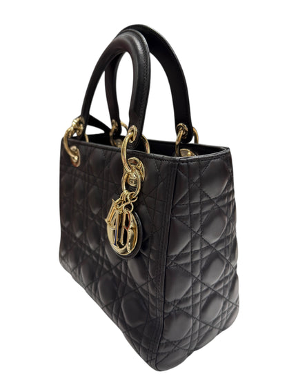 Christian Dior - Sac Lady Dior MM en cuir cannage noir