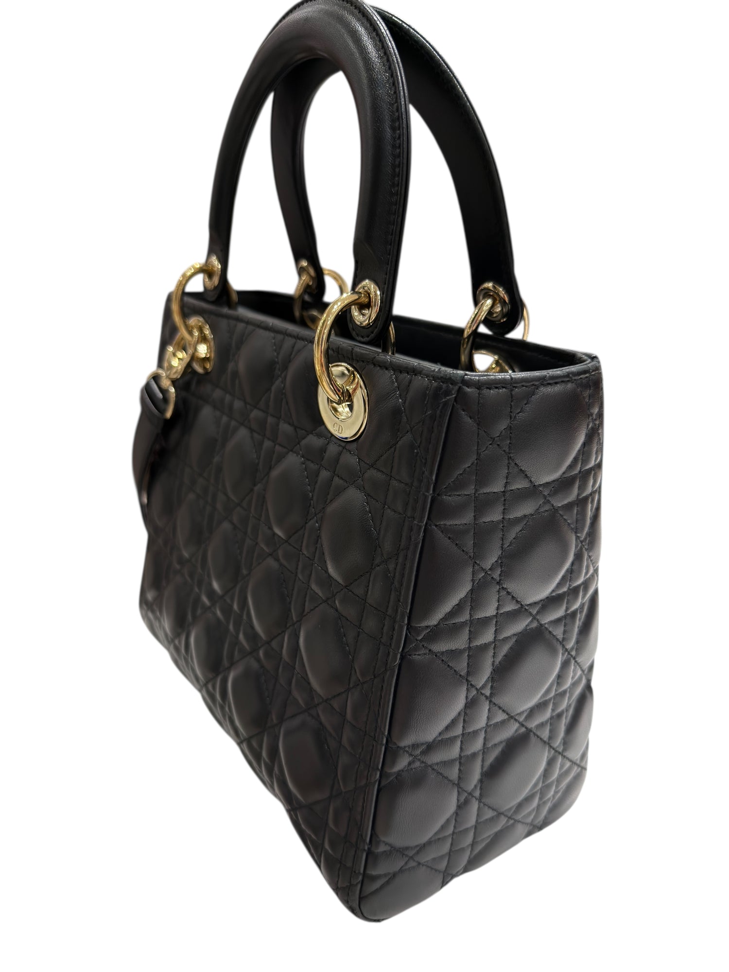 Christian Dior - Sac Lady Dior MM en cuir cannage noir