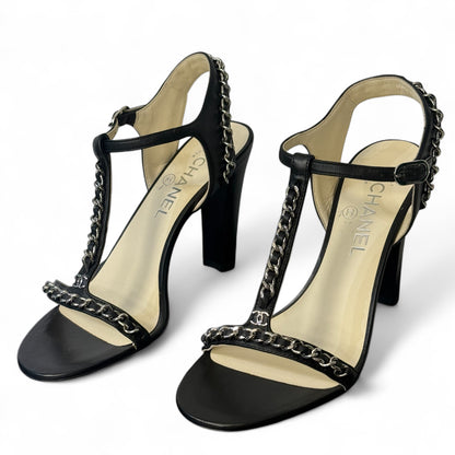 Chanel - Sandales chaîne T.38,5