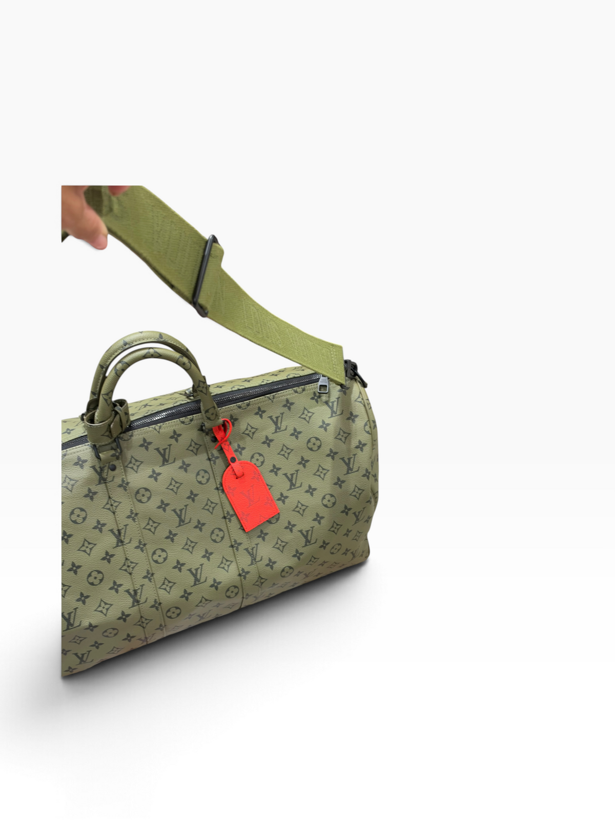 Louis Vuitton - sac keepall 55 édition limitée toile kaki et rouge