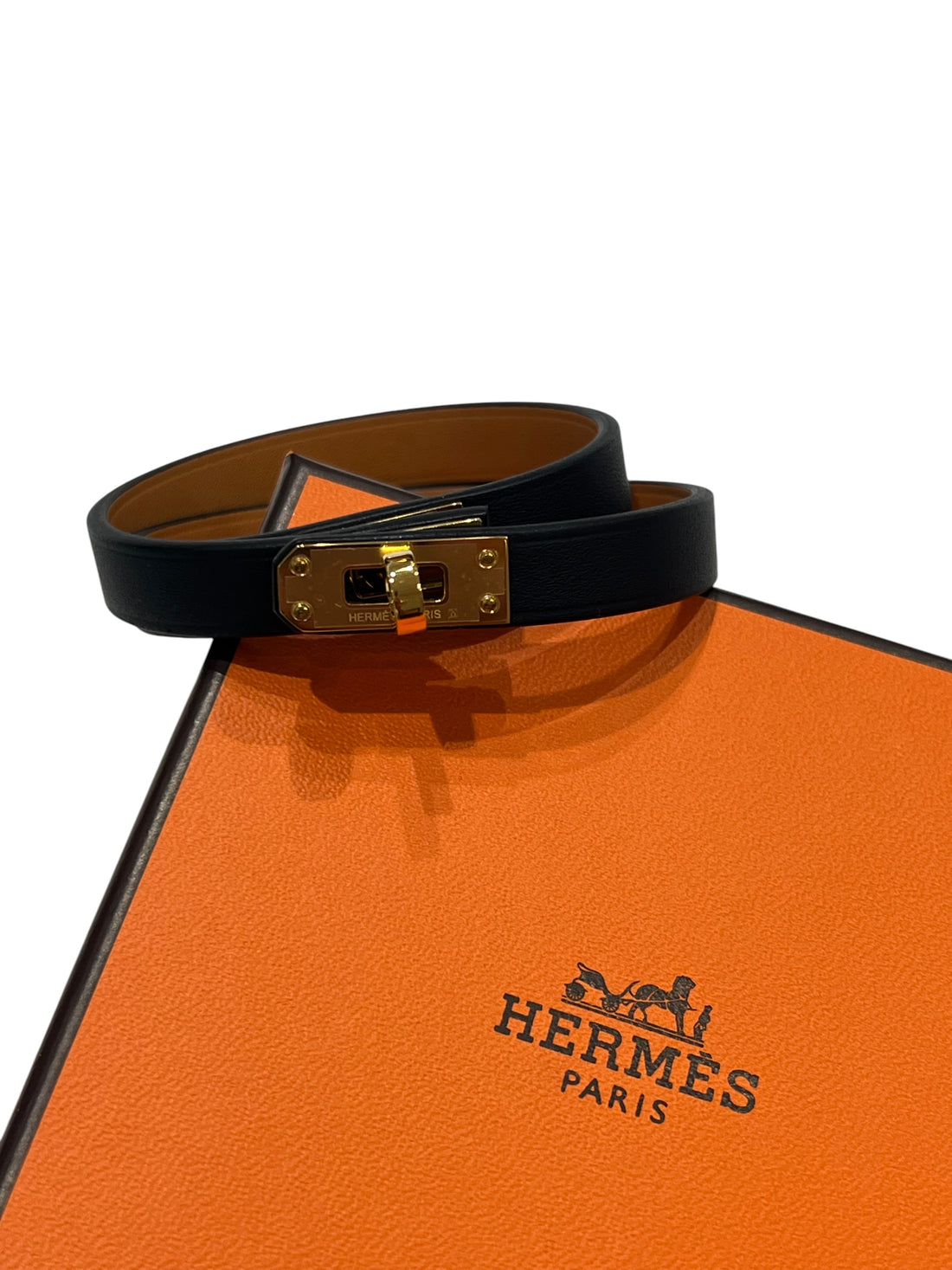 Hermès - bracelet mini Kelly cuir noir GHW