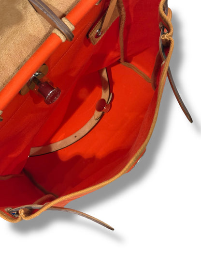 Hermès - Sac Herbag à dos orange et gold