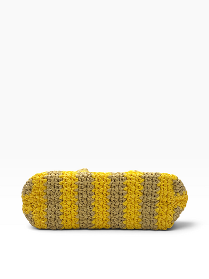 PRADA - sac raphia rayé jaune
