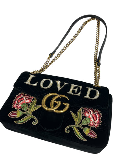 Gucci - sac marmont GM velours noir et broderies