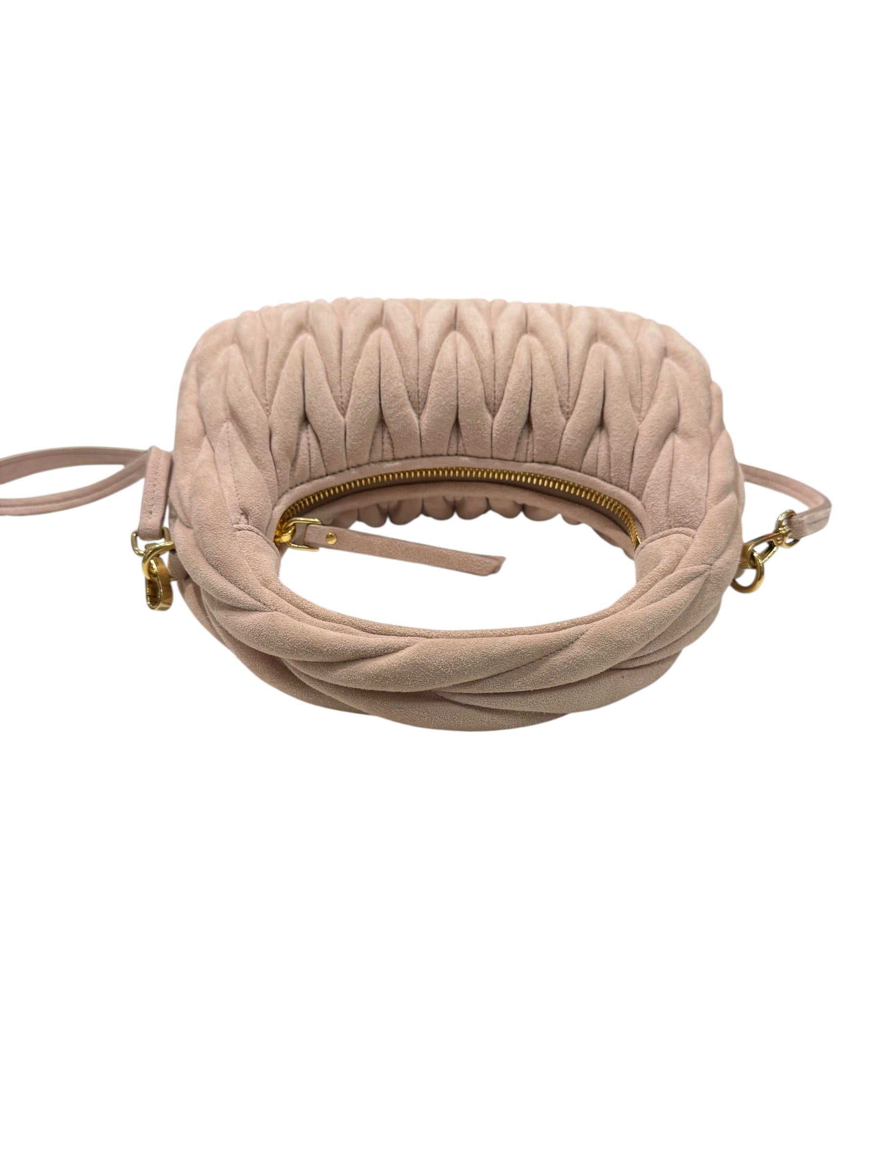 Miu Miu - Sac Wander daim rose nappa matelassé