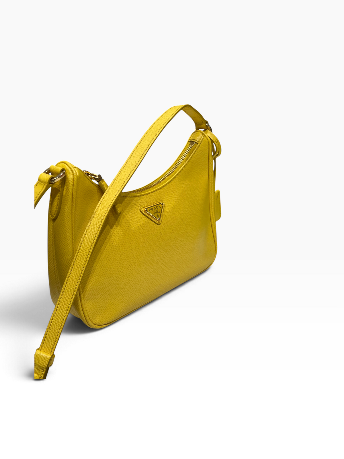 PRADA - sac re-édition cuir saffiano jaune