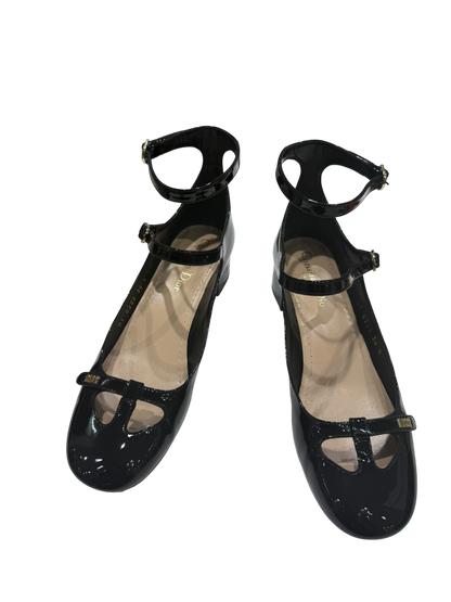 Christian Dior – Babies Aimé T36 ½ En Cuir Vernis Noir | Les Folies d&