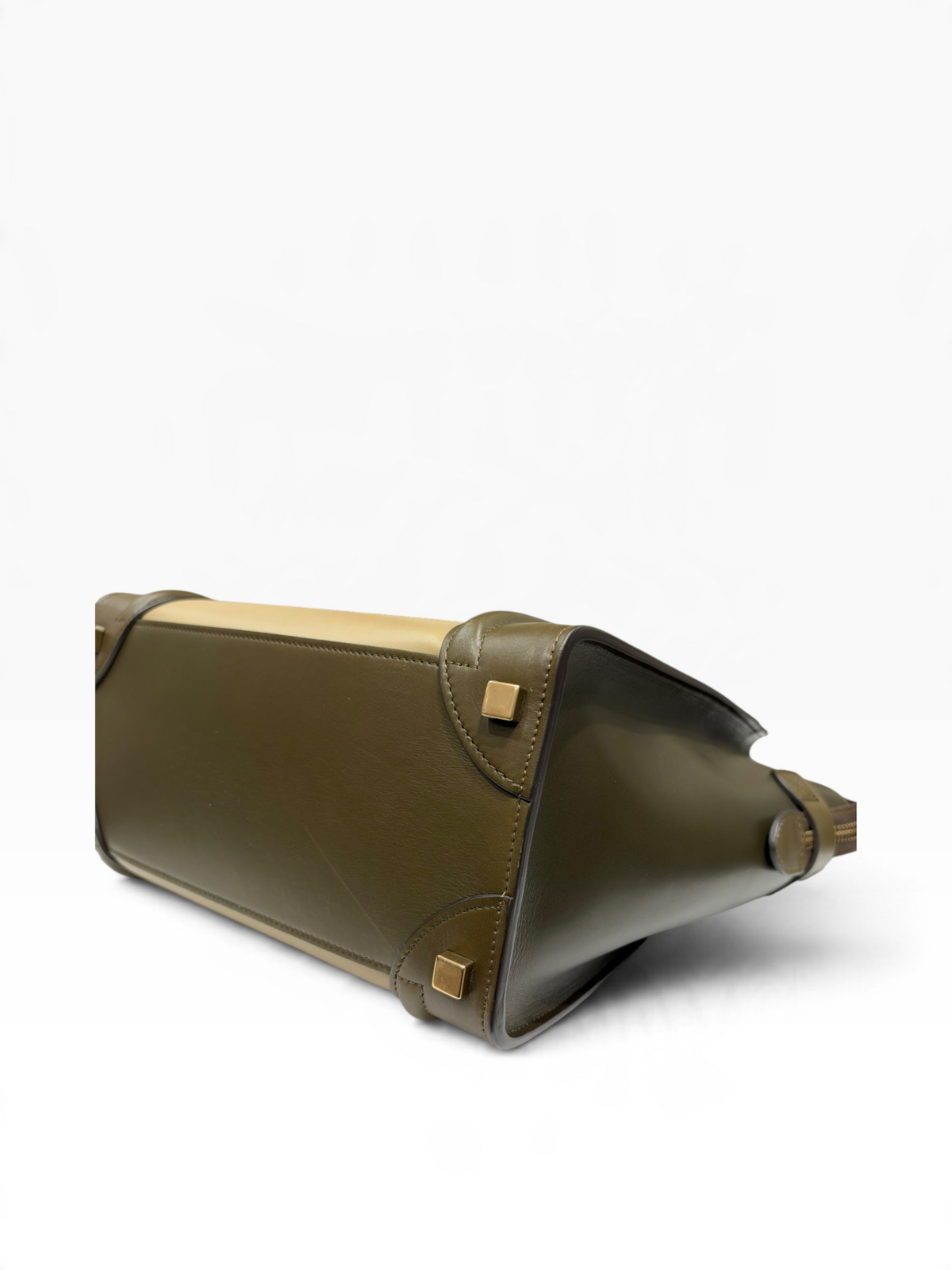 Céline - Sac Luggage MM en cuir kaki et beige