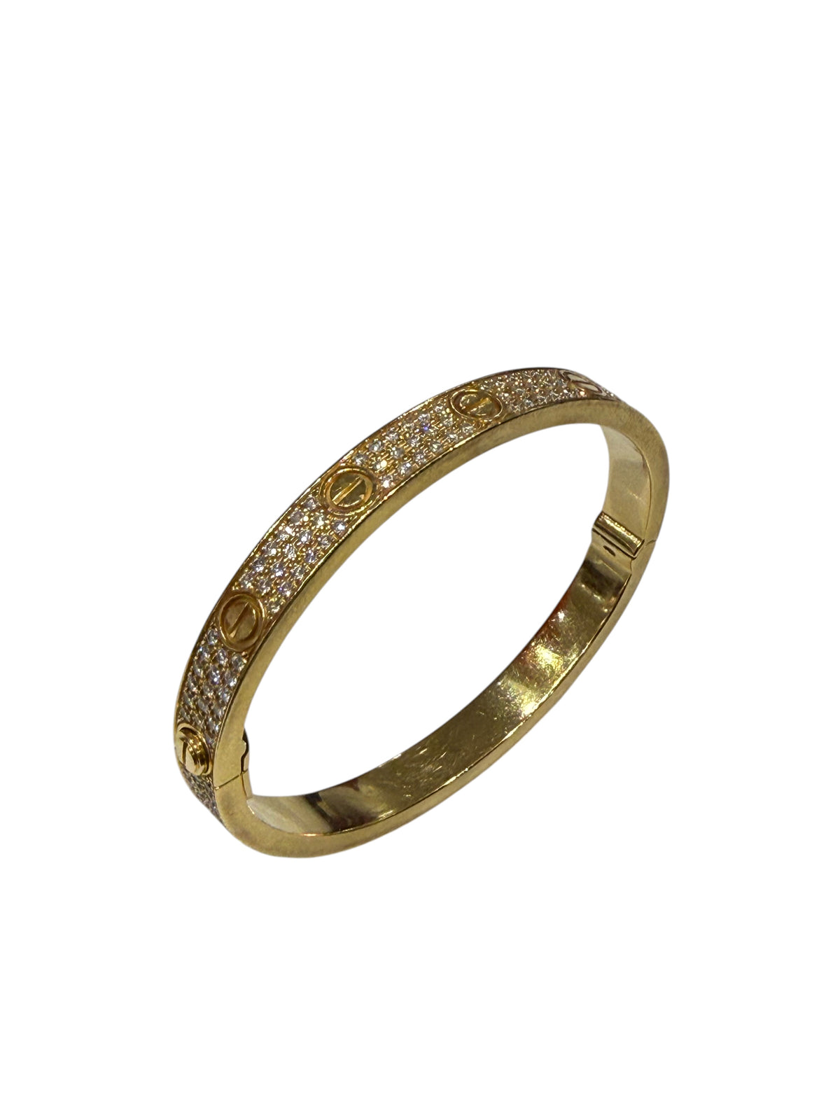 Cartier - Love pavé diamond bracelet in yellow gold size 17