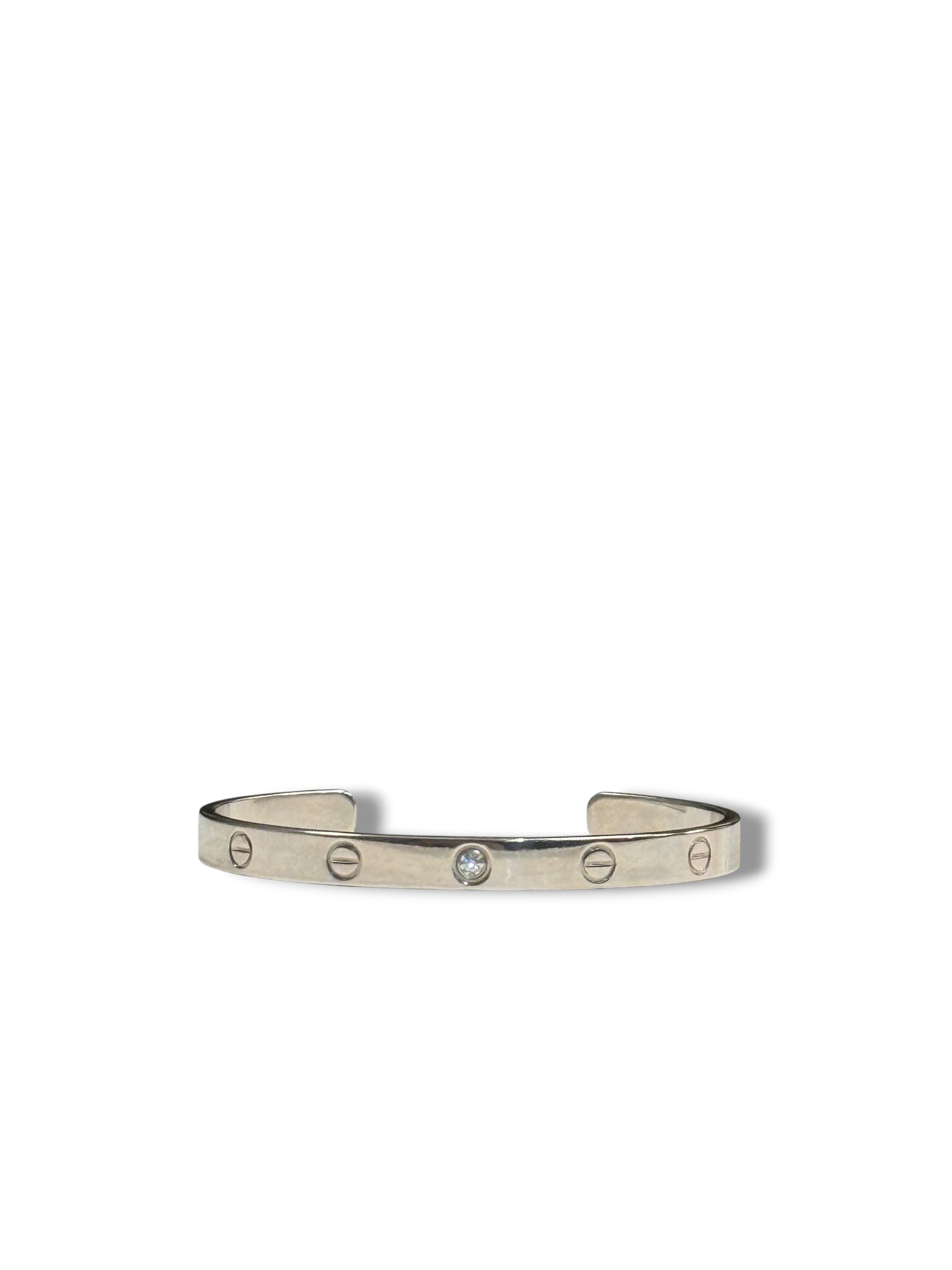 Cartier - Bracelet Love demi jonc 1 Diamant Or gris T18
