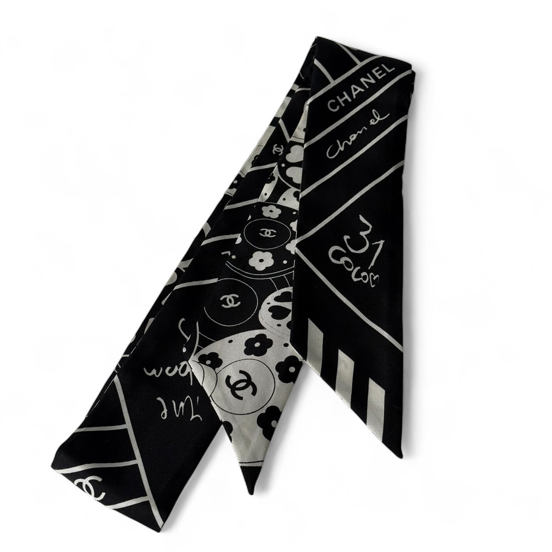 Chanel - Bandeau en soie noir et blanc