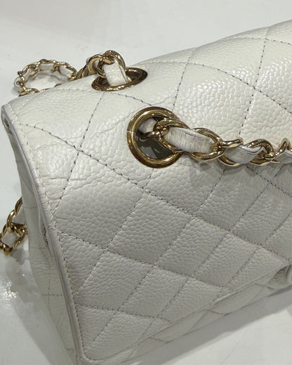 Chanel Sac Timeless 25 Cuir Caviar Blanc | Les Folies d’Eugénie
