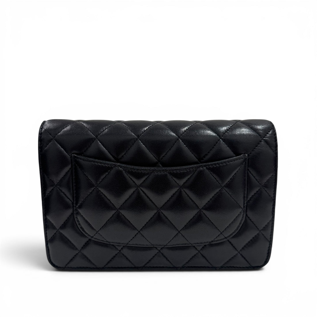 Chanel – Wallet on Chain aus schwarzem Glattleder