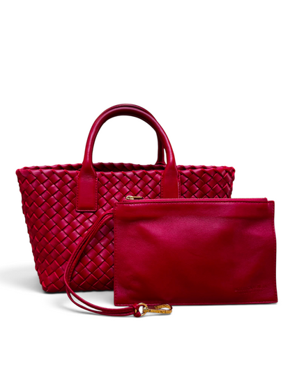 Bottega Veneta - Sac Fourre-Tout en cuir intreccio rouge