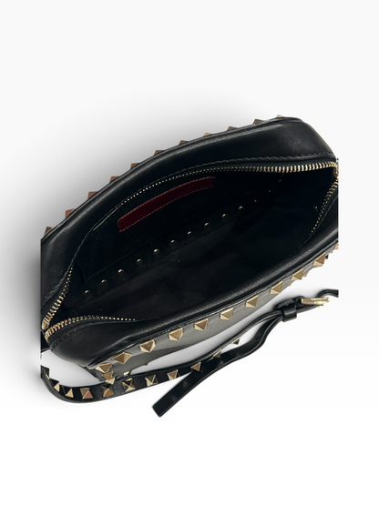 Valentino - sac caméra cuir noir et studs