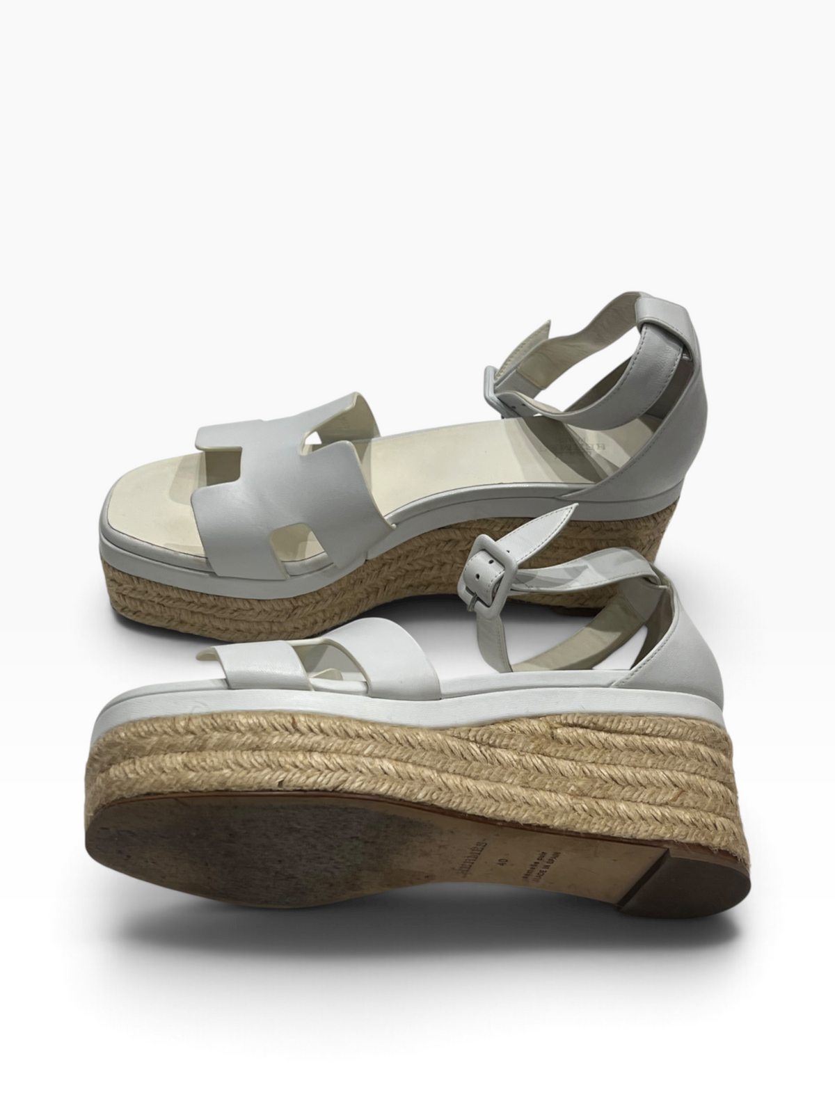 Hermès - sandales Elda cuir Blanc taille 40