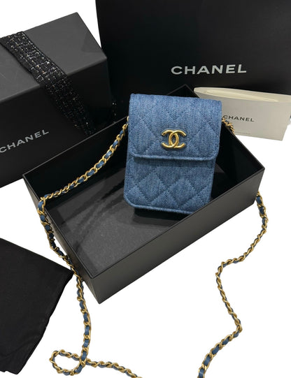 Chanel - Mini wallet on chain Denim