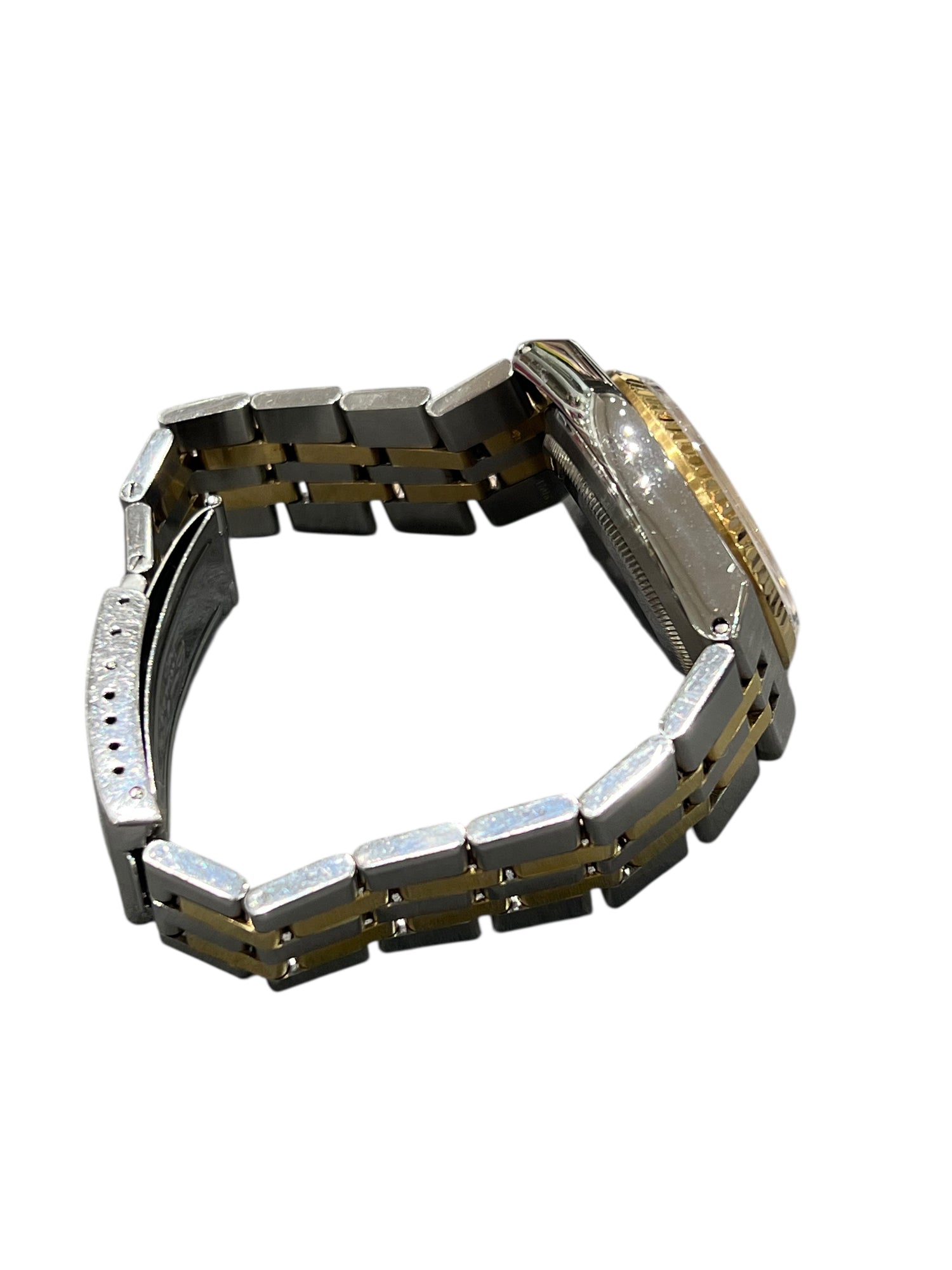 Rolex - Montre Oyster Datejust vintage bracelet jubilee plat Or et Acier