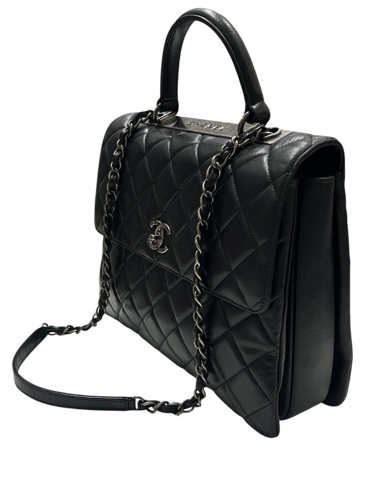 Chanel – Maxi-Trendy-Tasche aus schwarzem Lammleder