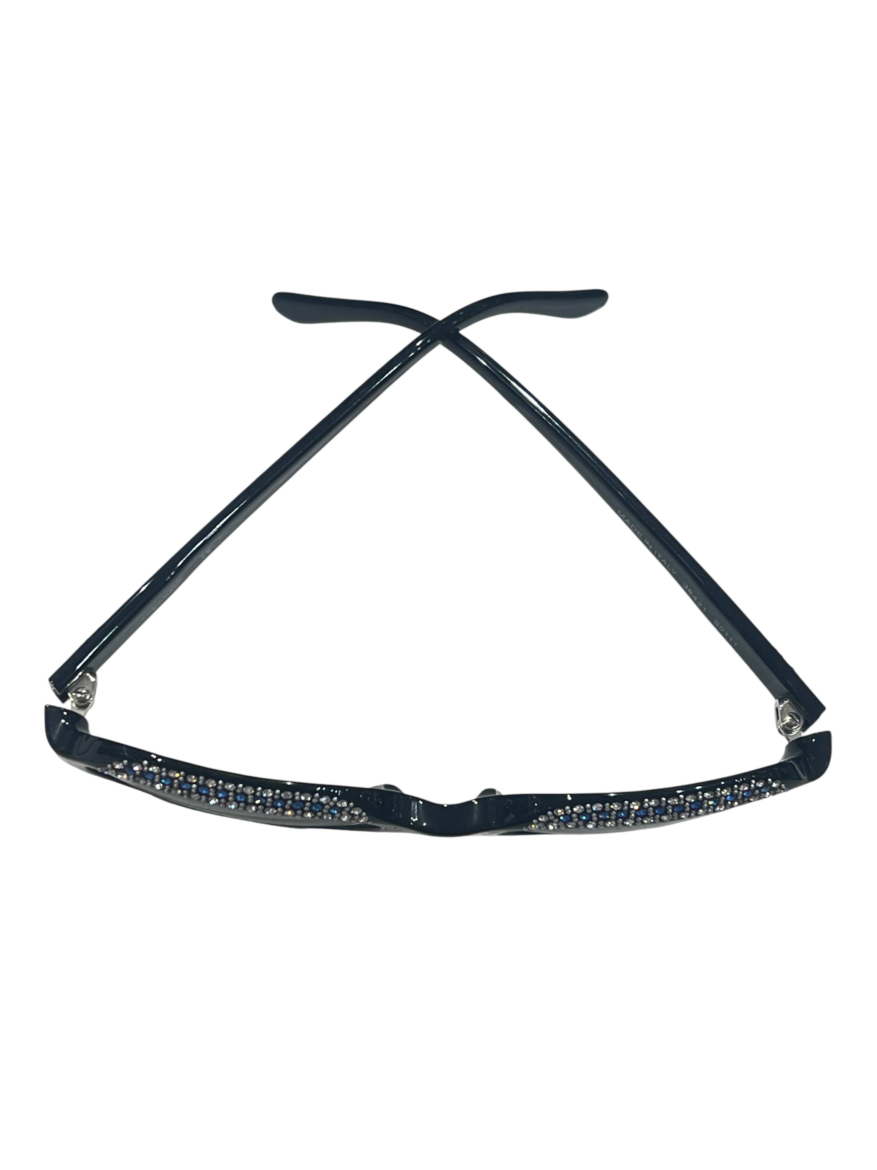 Chanel - solaires rectangulaires noires et strass