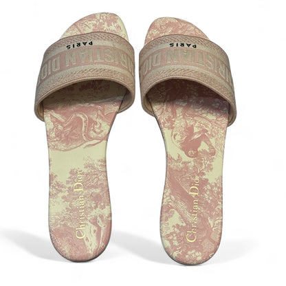 Dior - Mules toile de jouy rose T.39