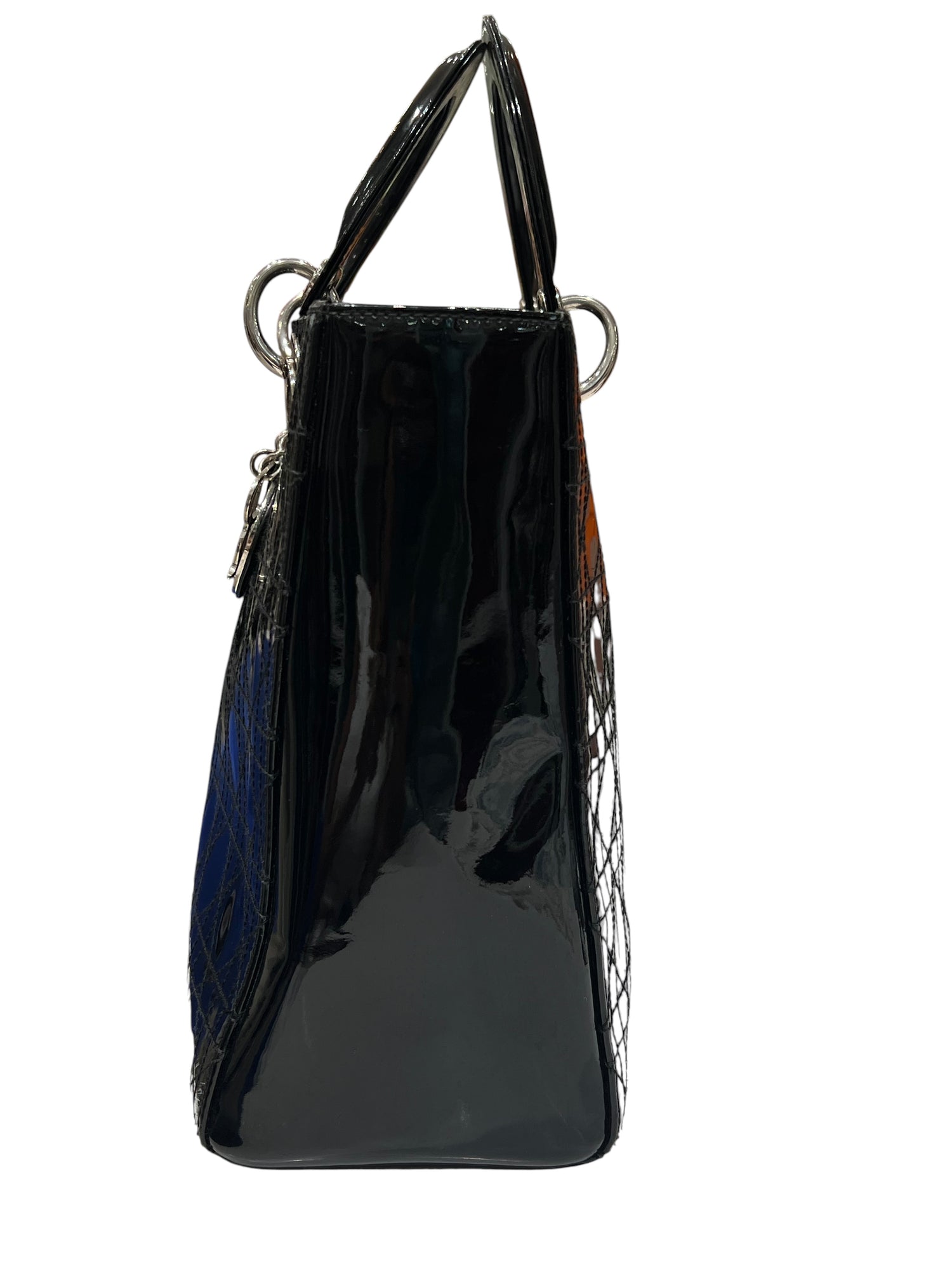 Dior - sac lady Dior cuir vernis noir vintage