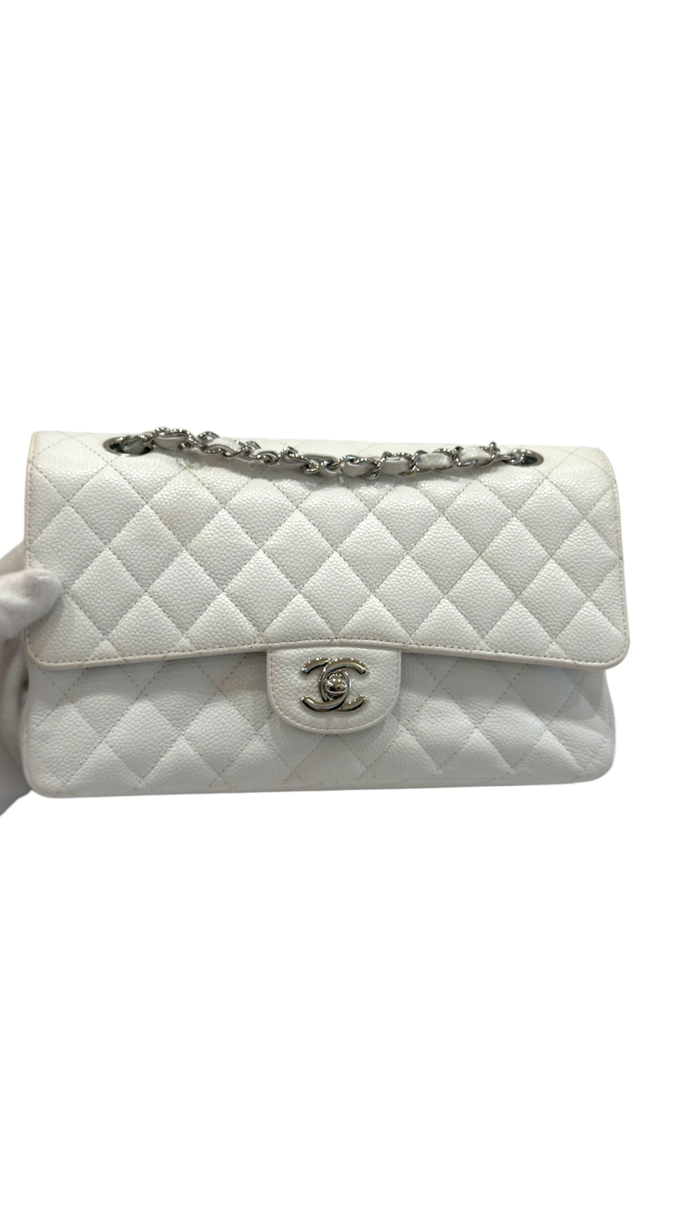 Chanel - Sac Timeless Moyen blanc caviar
